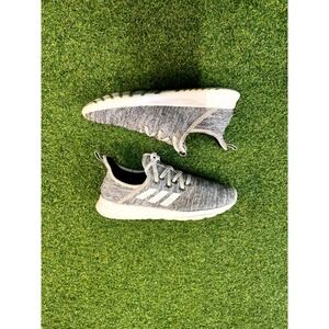 Adidas Cloudfoam DB0695 Women 7 Running Shoe Gray White Lace Up Athletic Sneaker